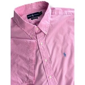 Ralph Lauren‎ Mens XXL Pink Gingham Check Classic Fit Short Sleeve Shirt